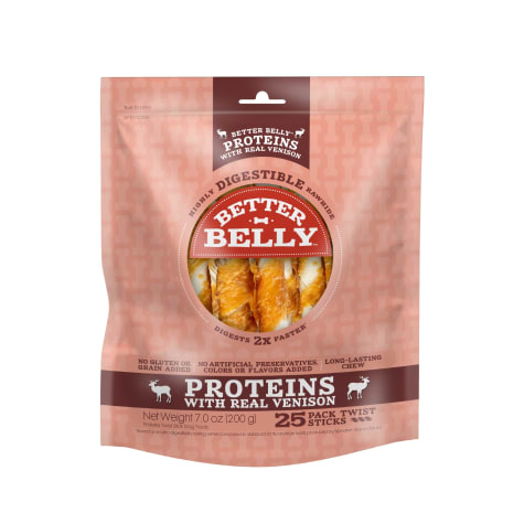 Better Belly Proteins With Real Venison Twists Digestible Dog Chew