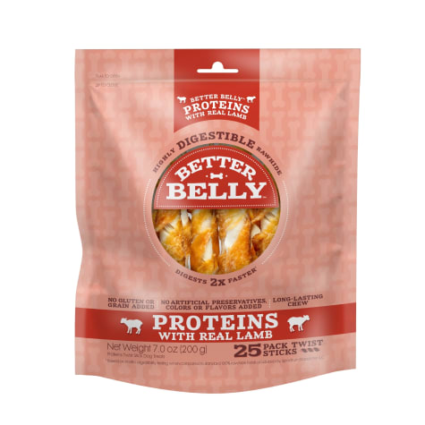 Better Belly Proteins With Real Lamb Twists Digestible Dog Chew