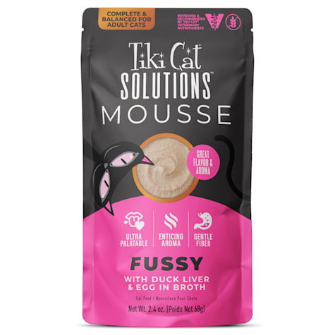 Tiki Cat Solutions Mousse, Fussy, With Duck Liver & Egg in Broth Cat Food