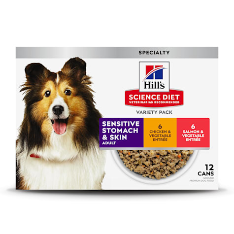 Hill's Science Diet Adult Sensitive Stomach & Sensitive Skin Chicken & Salmon Canned Dog Food Variety Pack