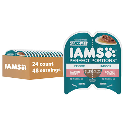 Iams Perfect Portions Grain Free Salmon Recipe Adult Indoor Wet Cat Food Twin Pack