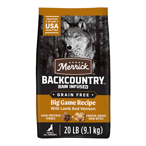 Merrick Backcountry Grain Free Kibble with Freeze Dried Raw Pieces, Big Game Recipe Adult Dry Dog Food