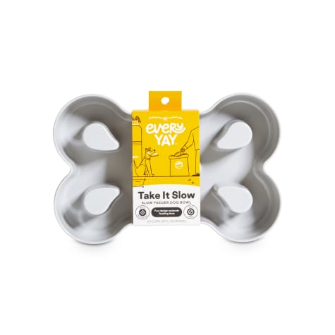 EveryYay Take It Slow Grey Slow Feeder Bowl