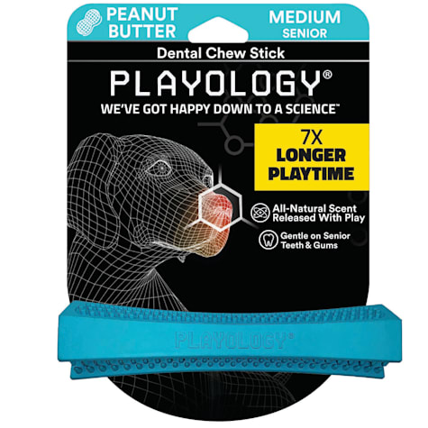 Playology Senior Dental Chew Stick Peanut Butter Dog Toy