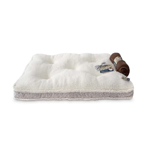 Dogs Rock 2PC Brown Tufted Pet Bed with Blanket