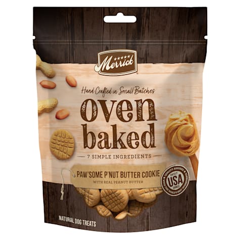 Merrick Oven Baked Paw'some P'nut Butter Cookie with Real Peanut Butter Natural Cookies Treats for Dogs
