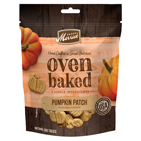 Merrick Oven Baked Pumpkin Patch with Real Pumpkin Snack Natural and Crunchy Bag of Treats for Dogs