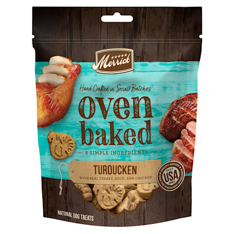 Merrick Oven Baked Turducken Recipe with Real Turkey, Duck, and Chicken Natural, Crunchy Bag of Treats for Dogs