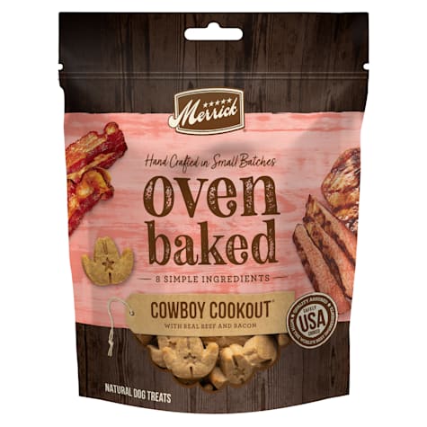 Merrick Oven Baked Cowboy Cookout Recipe with Real Beef and Bacon Natural, Crunchy Bag of Bacon Treats for Dogs