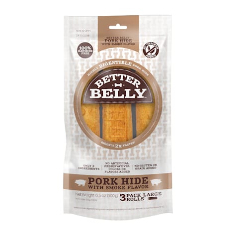 Better Belly Pork Hide Large Rolls Dog Treats
