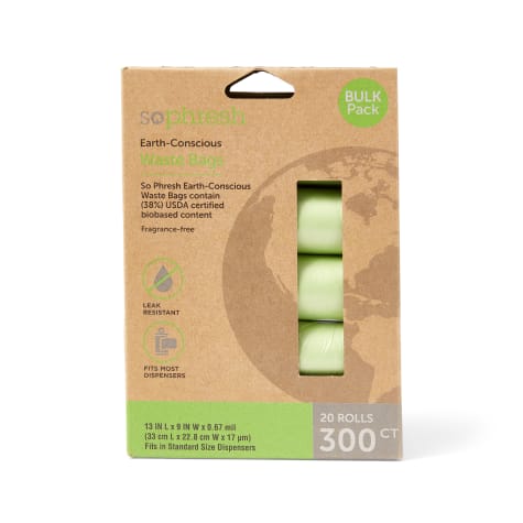 So Phresh Earth-Conscious 38% USDA Certified Biobased Carbon Content Dog Waste Bags