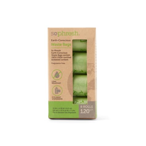 So Phresh Earth-Conscious 38% USDA Certified Biobased Content With Prints Dog Waste Bags
