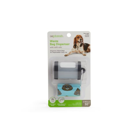 So Phresh Black & Clear Dog Waste Bag Dispenser with Poop Face Refill Rolls