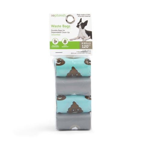 So Phresh Blue & Grey Poop Face Unscented Dog Waste Bags