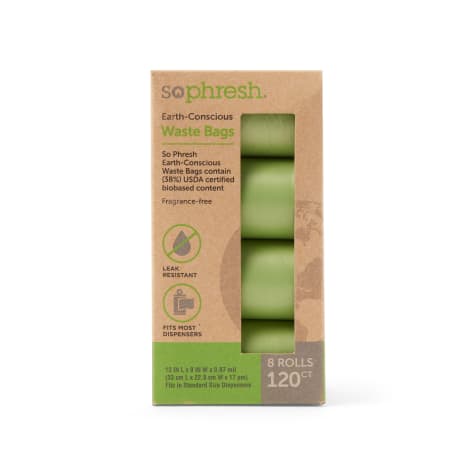 So Phresh Solid Green Earth-Conscious 38% USDA Certified Biobased Content Dog Waste Bags