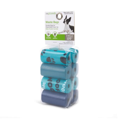 So Phresh Blue Printed Baby Powder-Scented Dog Waste Bags
