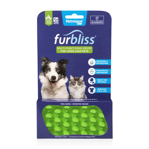 Furbliss Green Multi-use Deshedding & Massaging Long Hair Pet Brush