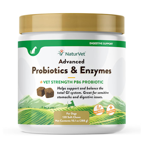 NaturVet Advanced Probiotics & Enzymes Plus Vet Strength PB6 Probiotic Soft Chews for Dogs
