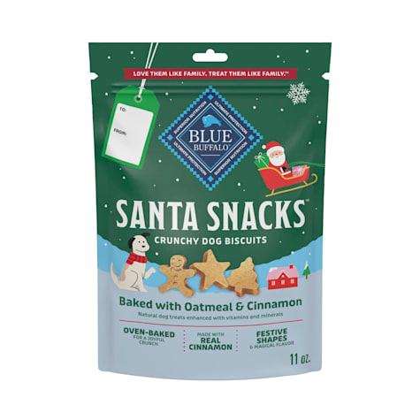 Blue Buffalo Oven-Baked with Natural Ingredients, Oatmeal & Cinnamon Santa Snacks Crunchy Dog Biscuits