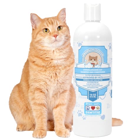 Pawtitas Handcrafted with Certified Organic Ingredients Fragrance Free Aloe Free Cat Shampoo and Conditioner