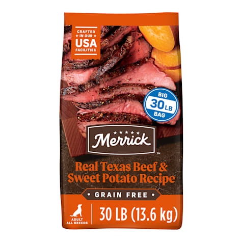 Merrick Premium Grain Free Wholesome and Natural Kibble, Real Texas Beef and Sweet Potato Dry Adult Dog Food