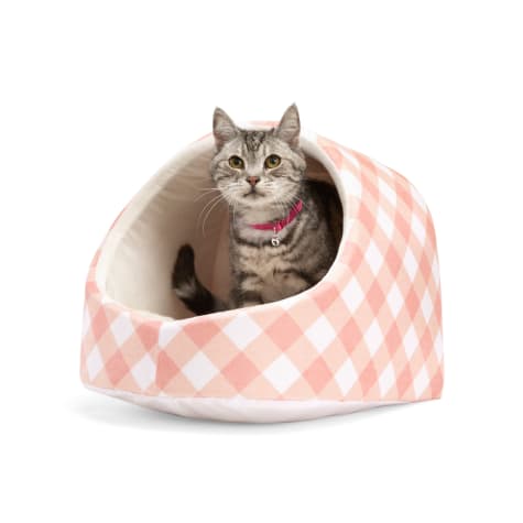 Bond & Co. Pink Gingham Hooded Pet Bed