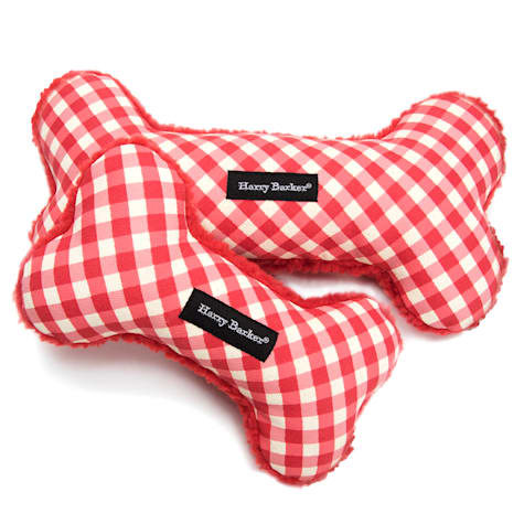 Harry Barker Red Gingham Bone Canvas Dog Toy
