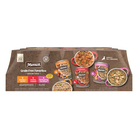 Merrick Grain Free Premium Gluten Free Beef, Chicken and Turkey Recipes Canned Wet Dog Food Variety Pack