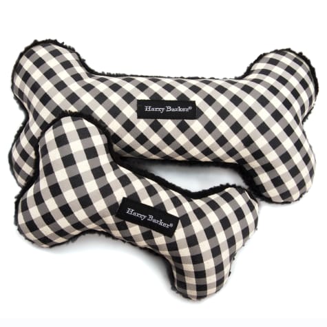 Harry Barker Black Gingham Bone Canvas Dog Toy