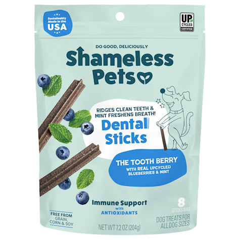 Shameless Pet Treats Blueberry and Mint Dental Stick Dog Treats