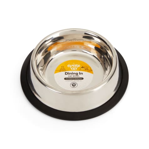 EveryYay Dining In Brushed Stainless Steel No-Tip Cat Bowl