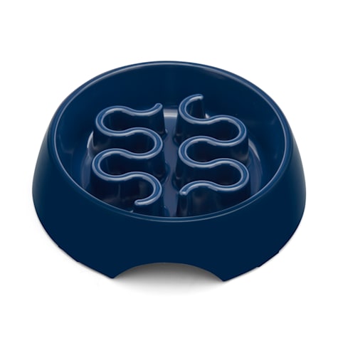 EveryYay Take it Slow Navy Plastic Slow Feeder Dog Bowl