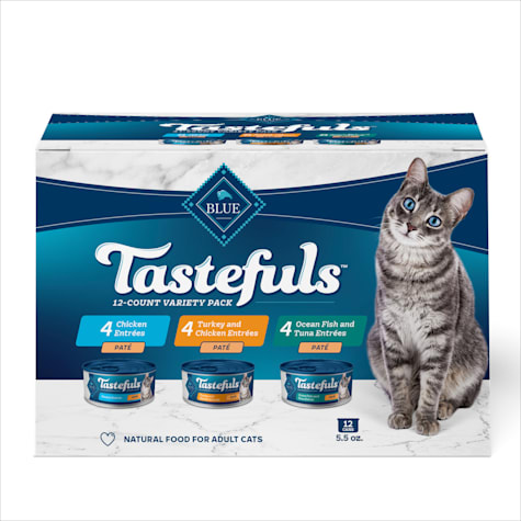 Blue Buffalo Tastefuls Chicken Turkey & Chicken Ocean Fish & Tuna Wet Cat Food Pate Variety Pack