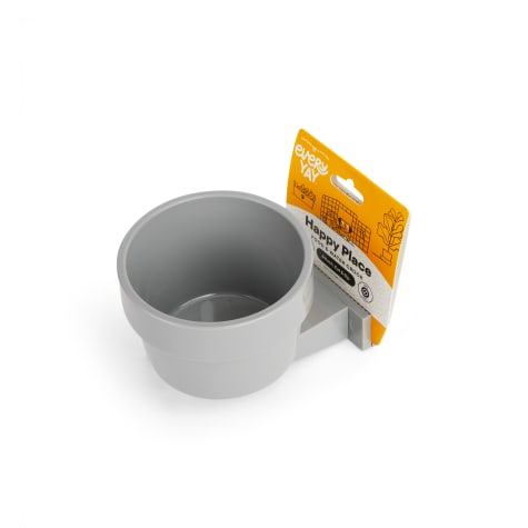 EveryYay Happy Place Grey Food & Water Crock for Pets
