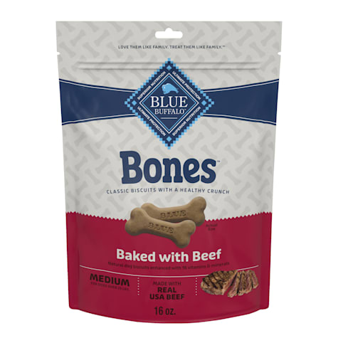 Blue Buffalo Bones Natural Crunchy Beef Medium Biscuits Dog Treats