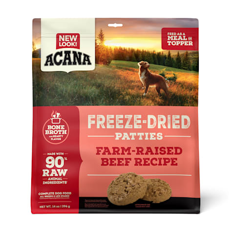 ACANA Grain Free, High Protein, Free-Run Ranch-Raised Beef Recipe, Patties Freeze Dried Dog Food & Topper