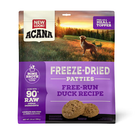 ACANA Grain Free, High Protein, Free-Run Duck Recipe, Patties Freeze Dried Dog Food & Topper