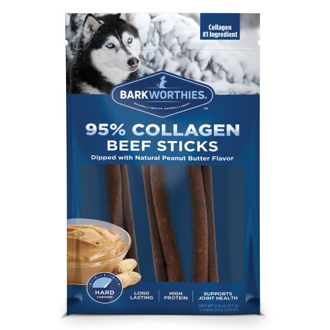 Barkworthies Beef Collagen Sticks with Peanut Butter for Dogs