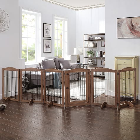 UniPaws Wire 6 Panels Walnut Pet Gate