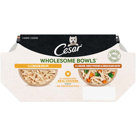 Cesar Wholesome Bowls Chicken, Sweet Potato & Green Beans Recipe Adult Soft Wet Dog Food Toppers Variety Pack