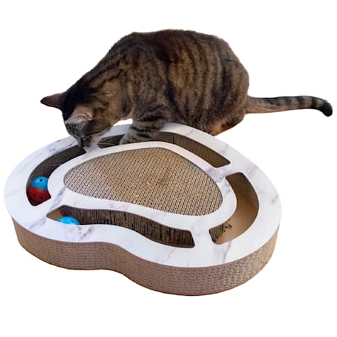 FurHaven Heart-Shape Corrugated Cat Scratcher with Catnip and 2 Ring Balls