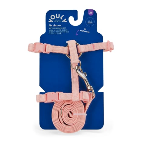 YOULY Pink Seersucker for Style Kitten Harness & Leash Set