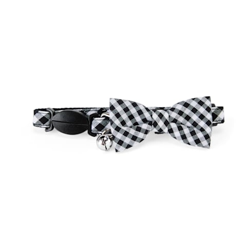 YOULY Black Gingham Bow Tie Kitten & Cat Collar