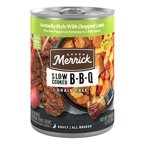 Merrick BBQ Grain Free Slow-Cooked Kentucky Style with Chopped Lamb Wet Dog Food