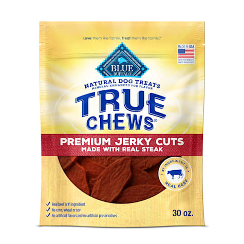 Blue Buffalo True Chews Made in the USA with Natural Ingredients, Beef Premium Jerky Cuts Dog Treats