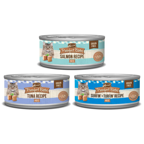 Merrick Purrfect Bistro Grain Free Premium Can Pate Seafood Recipes Adult Wet Cat Food Variety Pack