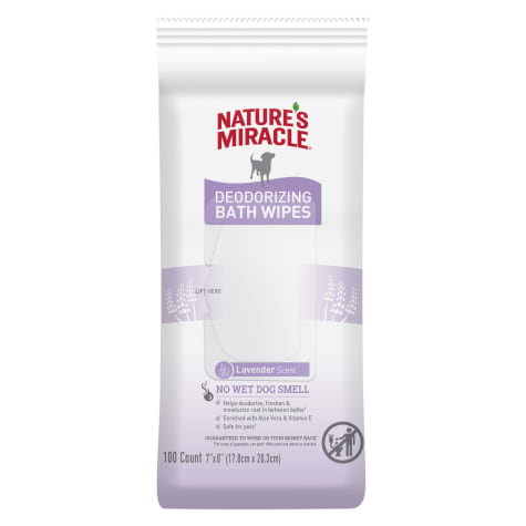 Nature's Miracle Deodorizing Lavender Scent Bath Wipes for Dogs