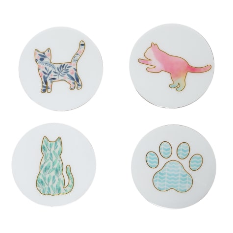 Pearhead Pet Cat-Themed Cork Drink Coasters