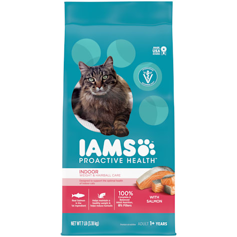 IAMS ProActive Health Adult Indoor Weight & Hairball Care Dry Cat Food with Salmon