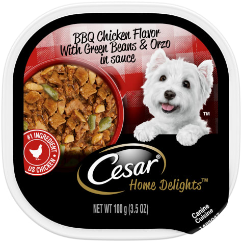 Cesar Home Delights BBQ Chicken Flavor with Green Beans & Orzo in Sauce Adult Wet Dog Food
